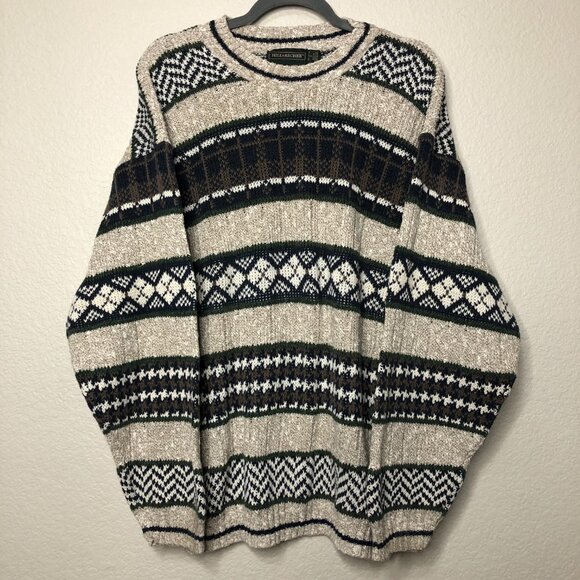 Hill & Archer Vintage Grandpa Sweater Men's S 100% Cotton Knit Holiday Oversized - Picture 2 of 12